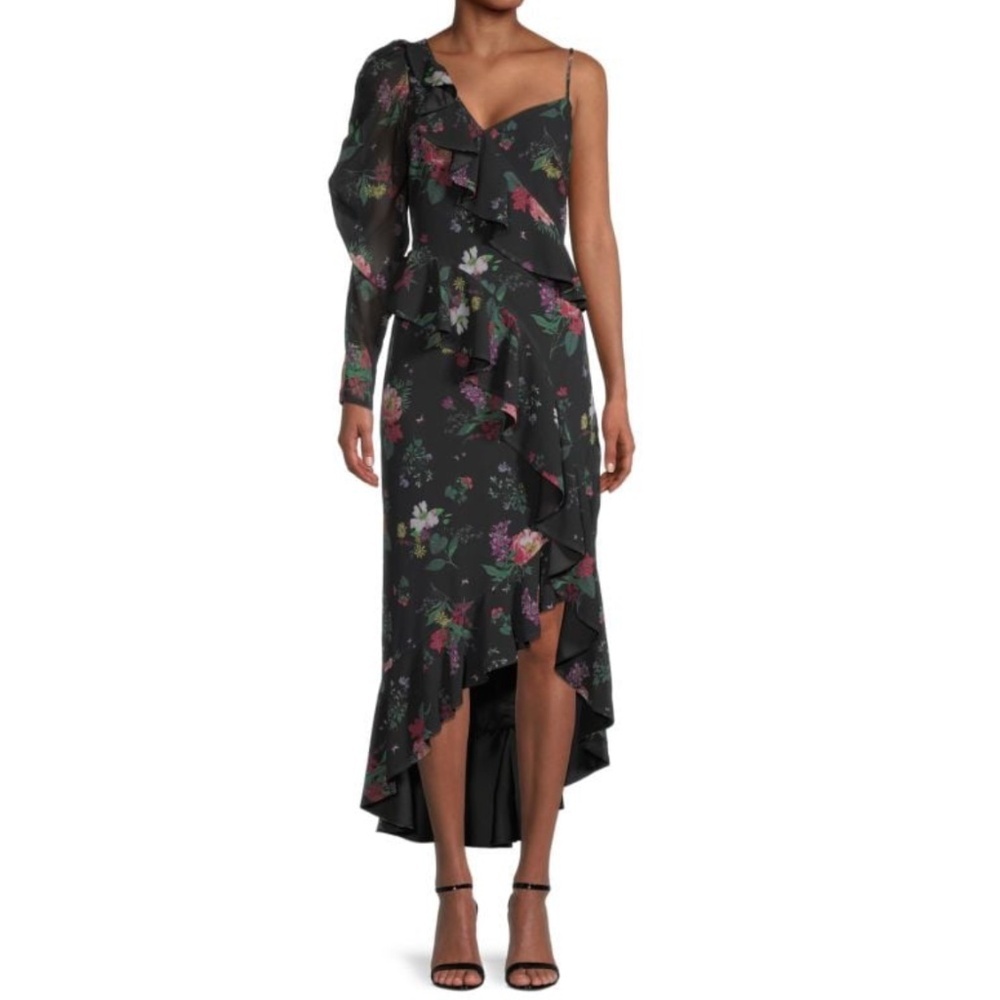 AMUR Pasqualena One-Shoulder Floral-Print Dress | Sz 2